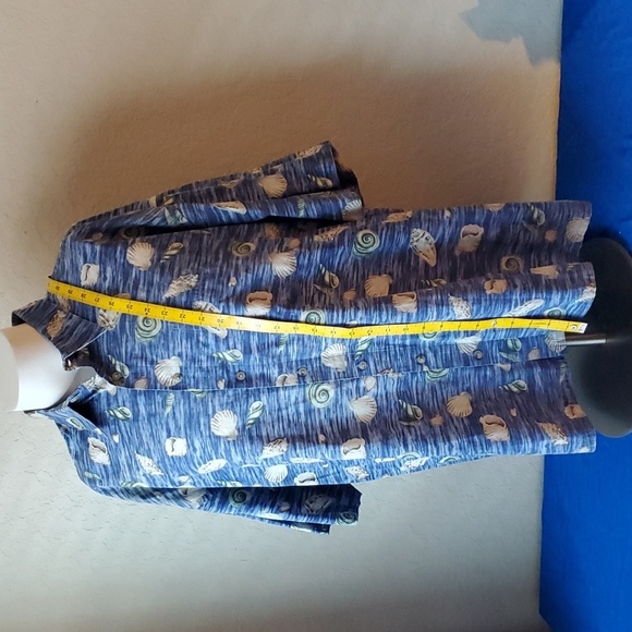 VTG 2XL Pierre Cardin Hawaiian shirt blue seashell button down 100% cott… - Picture 5 of 8
